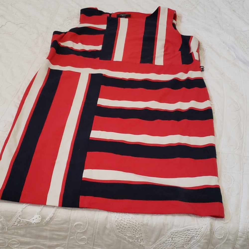 Red White and Black color block dress